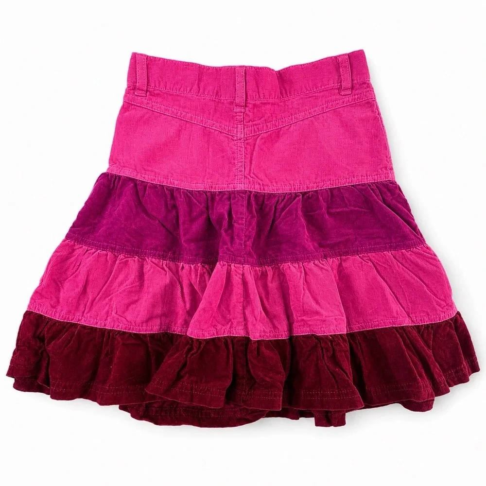The Children's Place Corduroy Tiered Ruffle Skirt Pink Girls 8 Cowgirl Boho NWT